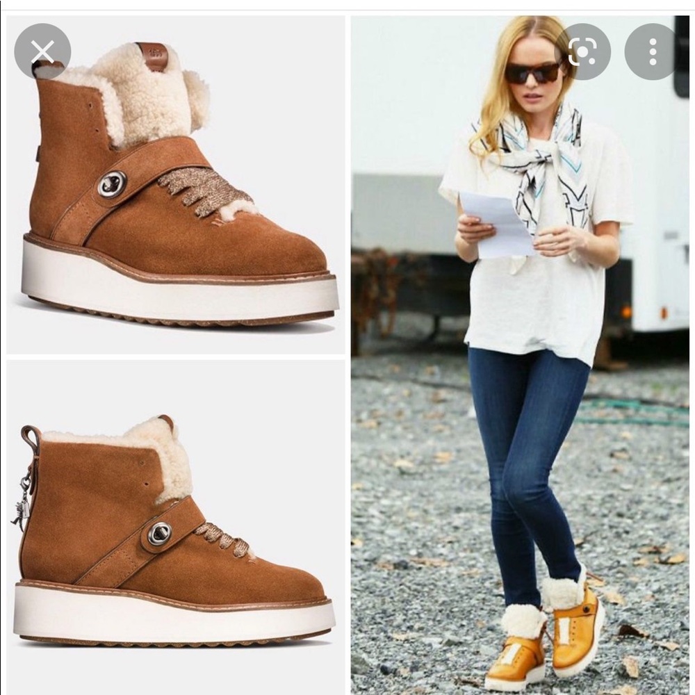 Coach Urban Hiker Shearling Suede 8.5 Saddle Tan